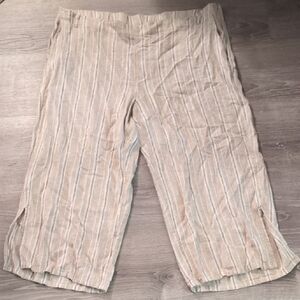 J. Jill Striped Linen Rayon Blend Cropped Pants Size 2X